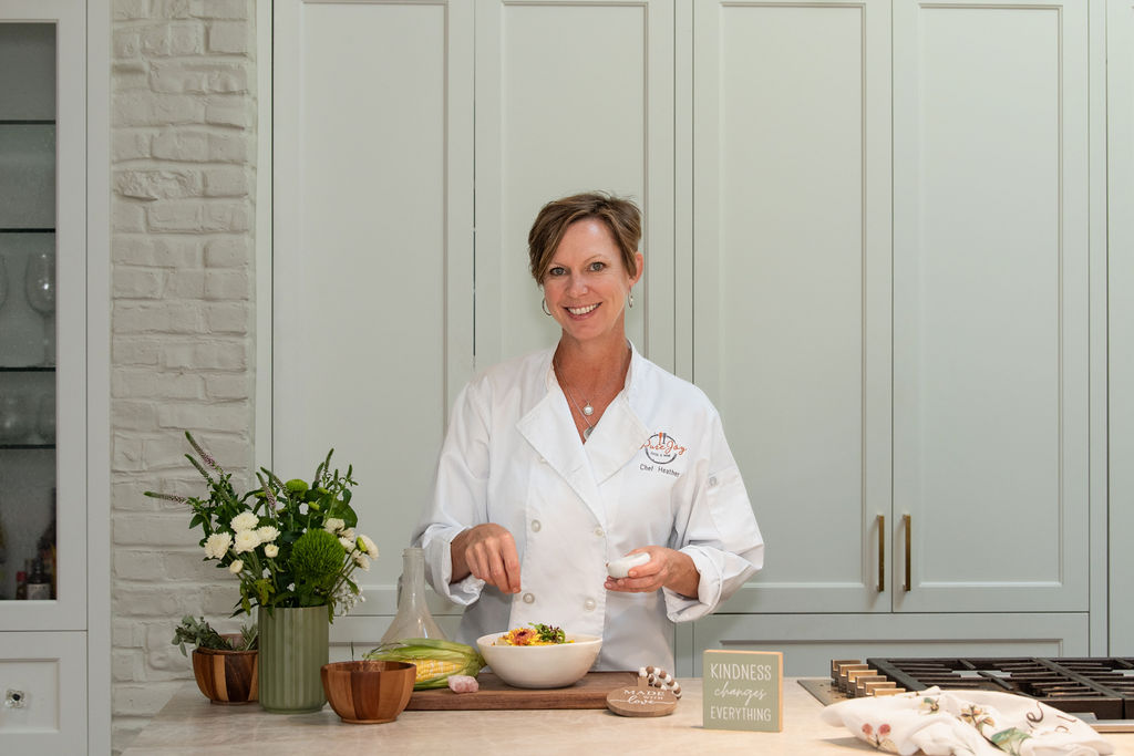 Chef Heather preparing a Pure Joy Soul Bowl in her kitchen